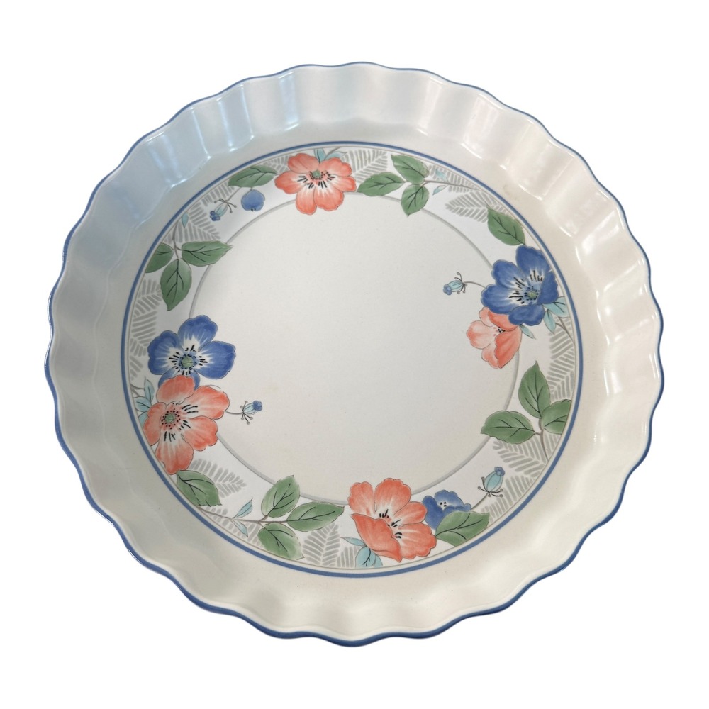 VTG Mikes Intaglio CAC42 Country Poppies Pie Plate Tart Pan‎ Floral Ceramic Oven